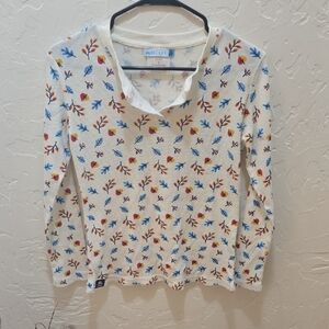 3/$10 Aldi Gear Cream Waffle Sweater with Leaf Accents